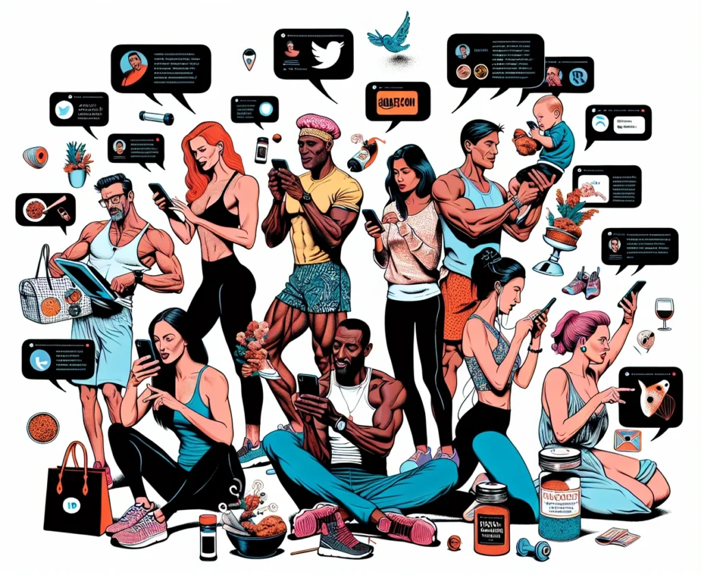 Illustration of social media influencers working on apps