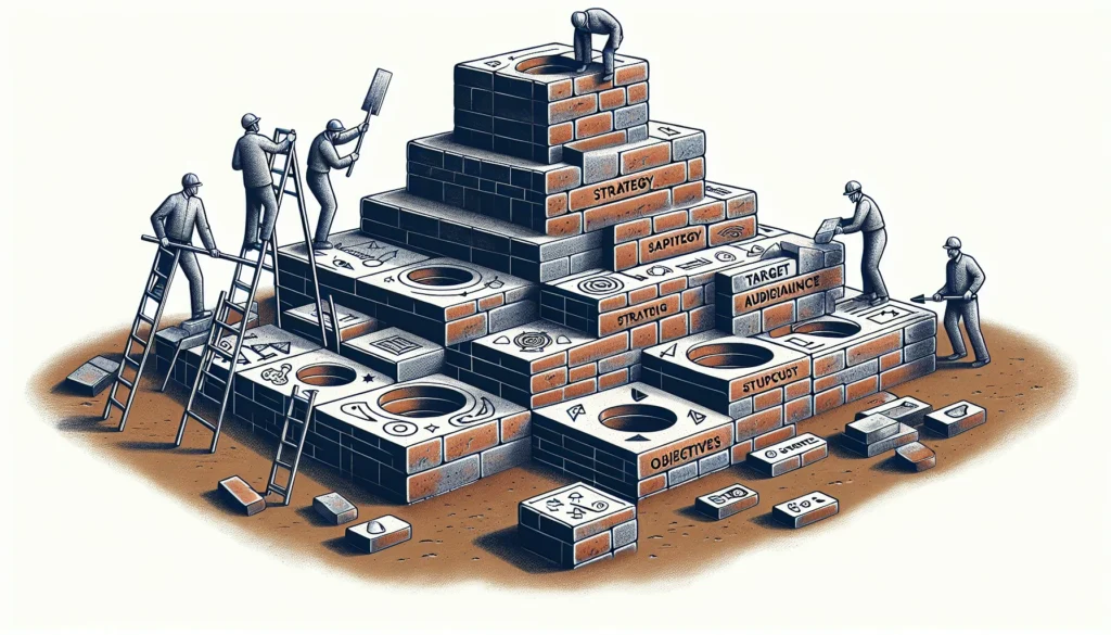 Illustration of a foundation being built