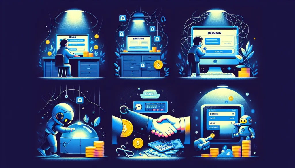 Illustration of a domain name registration process