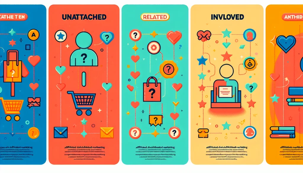 A visual representation of different types of affiliate strategies.