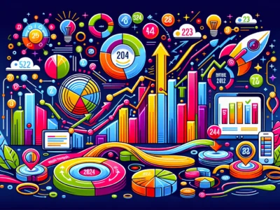 A colorful infographic showcasing key SEO statistics for 2024