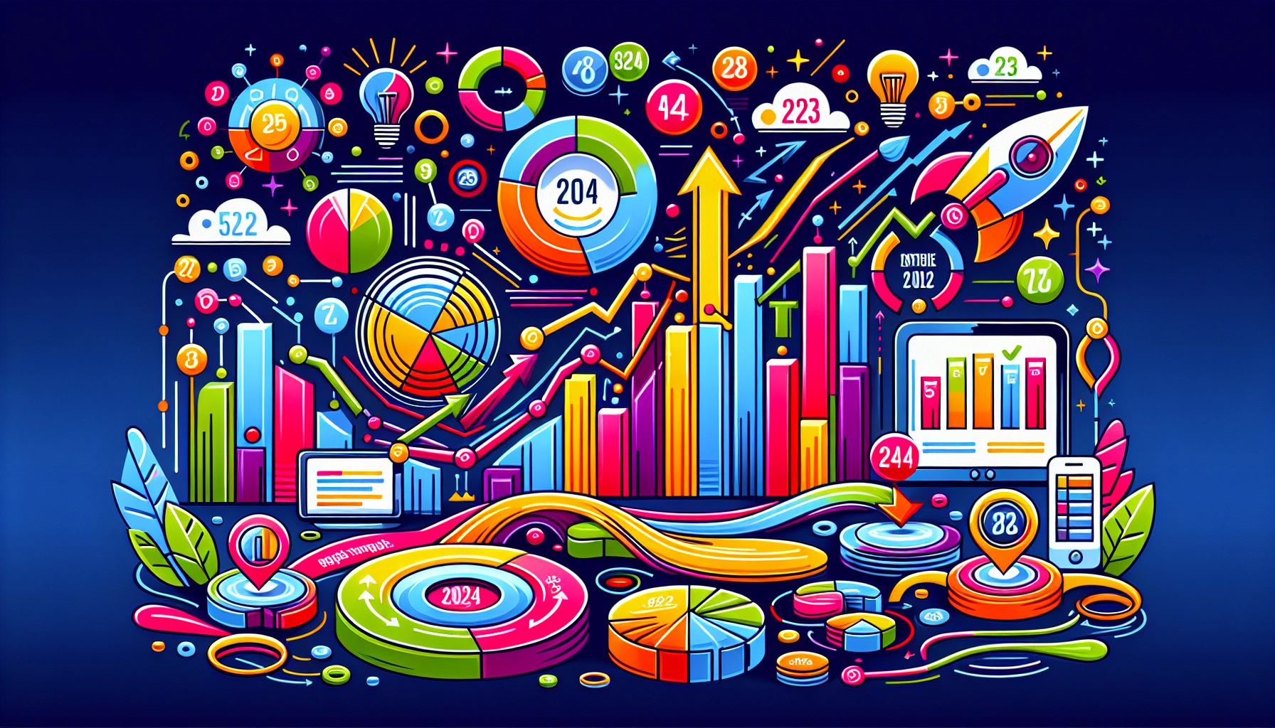 A colorful infographic showcasing key SEO statistics for 2024