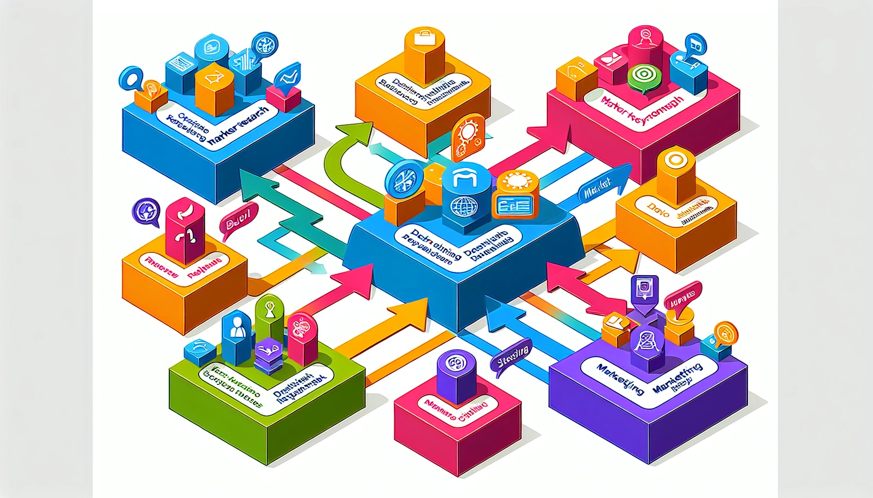 A flowchart depicting the steps to create a go market strategy
