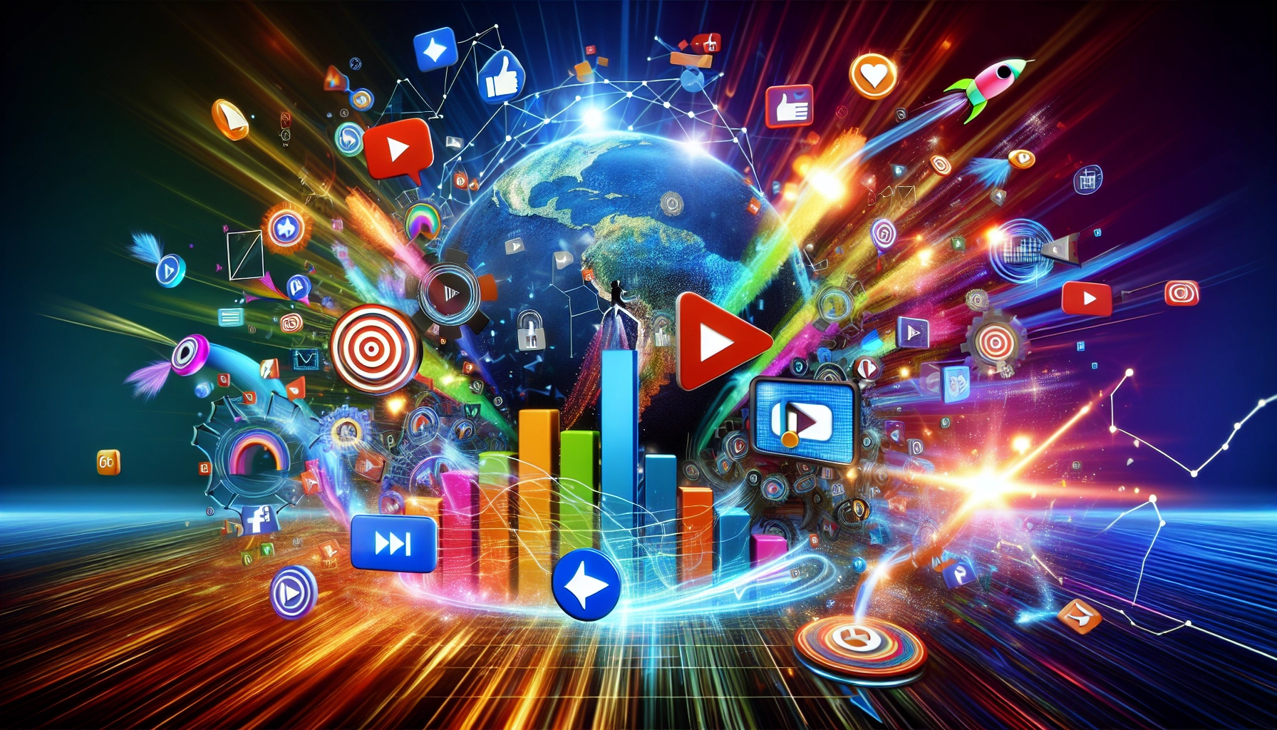 A vibrant illustration highlighting video SEO insights and statistics