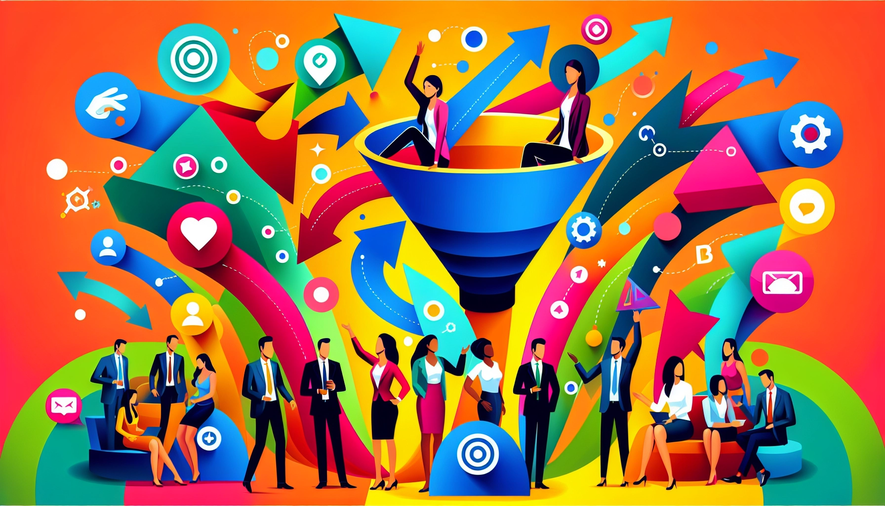 An illustration depicting the concept of B2B lead generation
