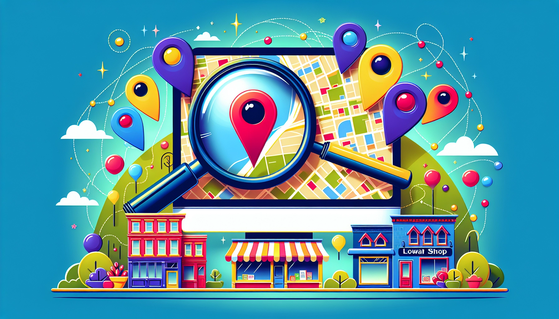 An illustration depicting the concept of local search engine optimization