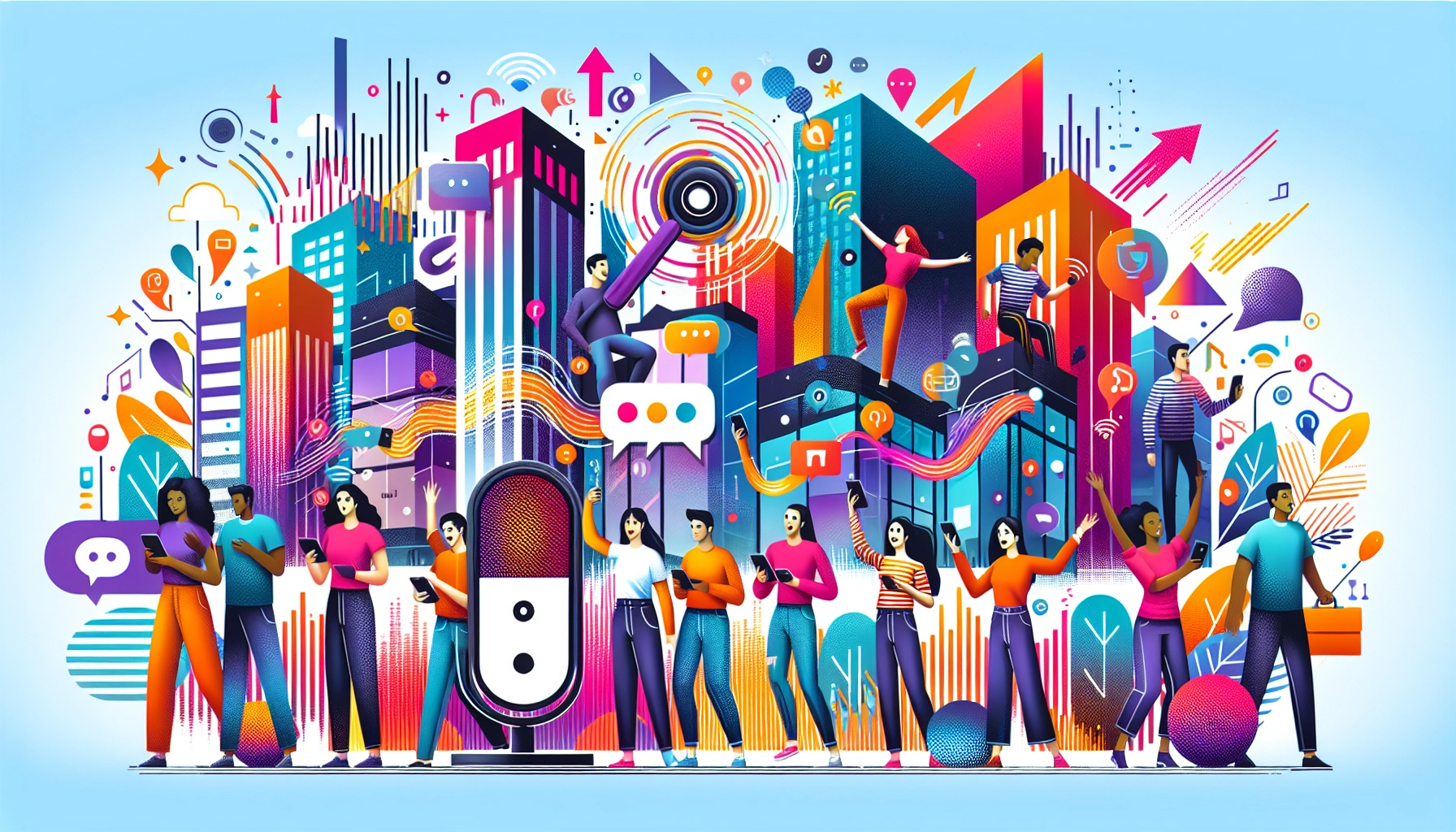 An illustration depicting trends in voice search usage among different demographics