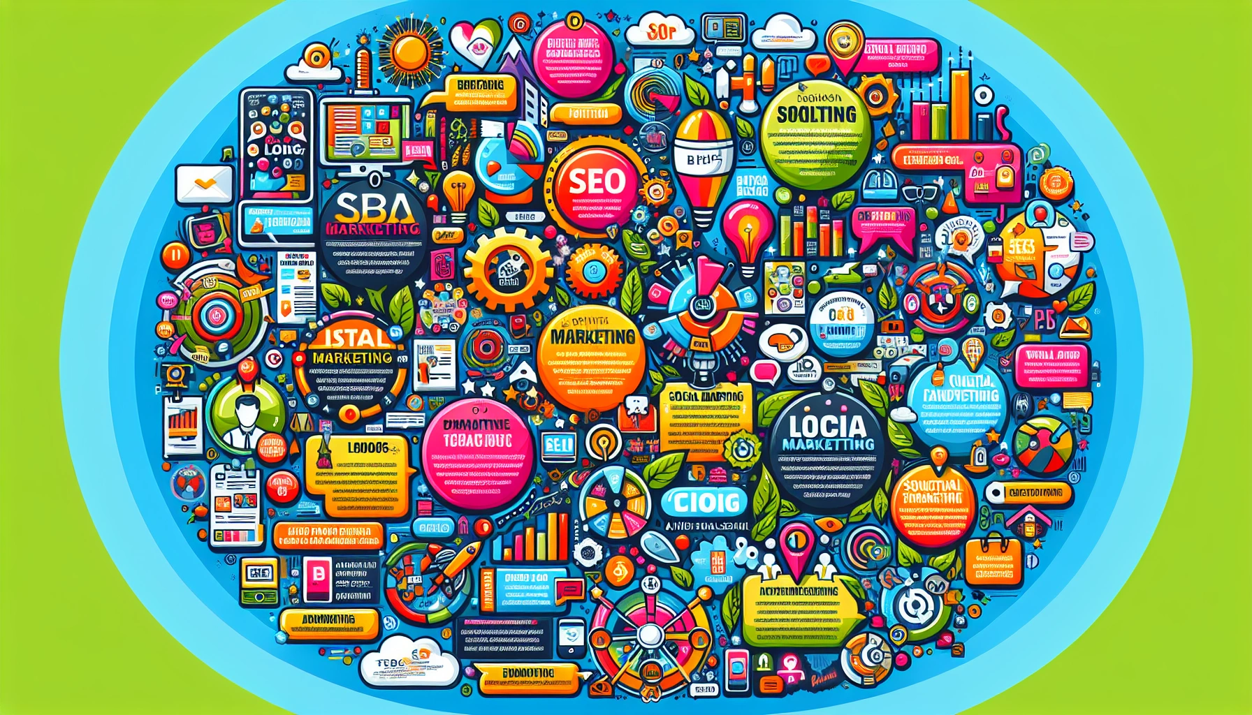 An illustration showcasing blogs offering comprehensive digital marketing advice