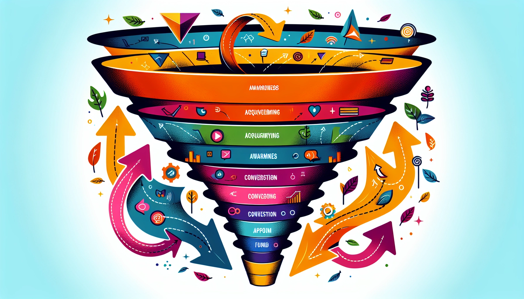 Illustration of the sales funnel showing the transition from customer to client