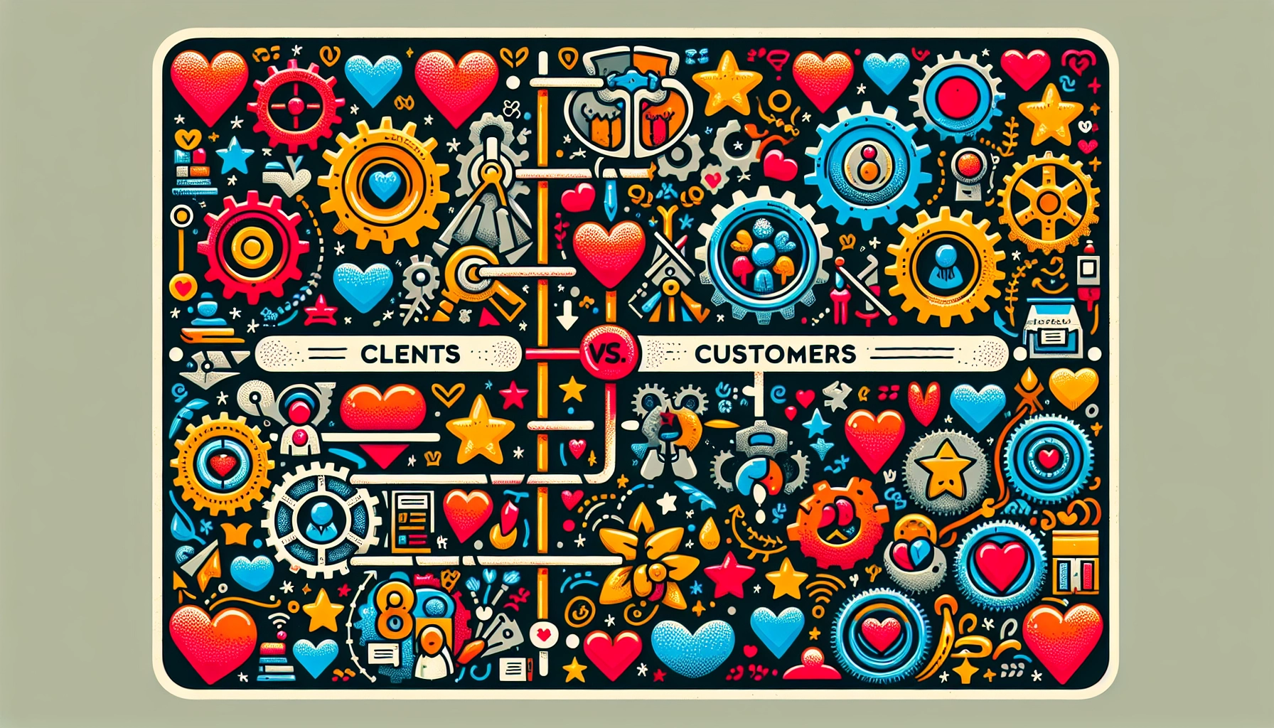 Visual representation of distinguishing between clients vs customers